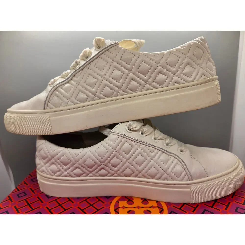 Tory Burch Marion Quilted Leather Sneakers in white Size 6.5M